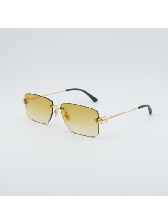 Bottega Veneta BV1126S 006 Sunglasses Gold Rectangle Frame, Yellow Lenses main image 4